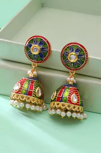 Multi color meenakari earrings handmade style