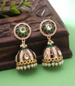 Maroon & green color meenakari earrings ethnic finish