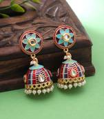 Firozi color meenakari earrings handmade design