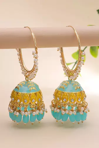 Firozi color meenakari earrings designer style