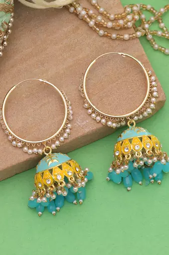 Firozi color meenakari earrings designer style