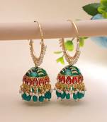 Green color meenakari earrings ethnic pattern