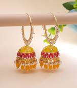 Yellow color meenakari earrings traditional style