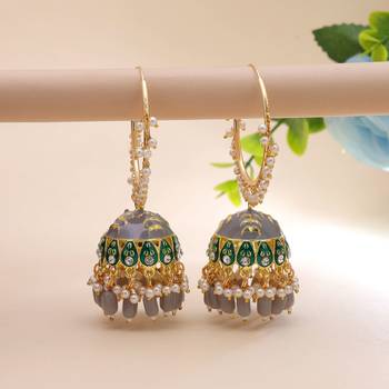 Grey color meenakari earrings handmade finish 1