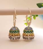 Grey color meenakari earrings handmade finish