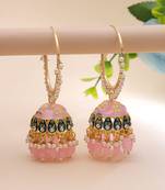 Light pink color meenakari earrings festive look