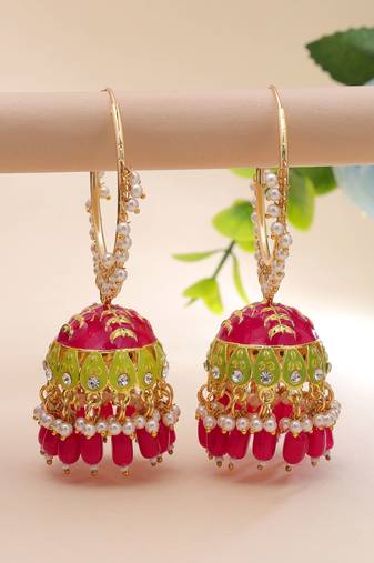 Rani color meenakari earrings royal style