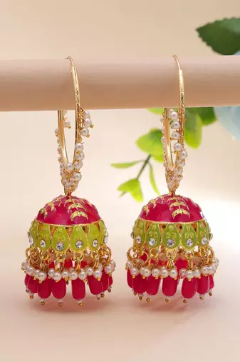 Rani color meenakari earrings royal style