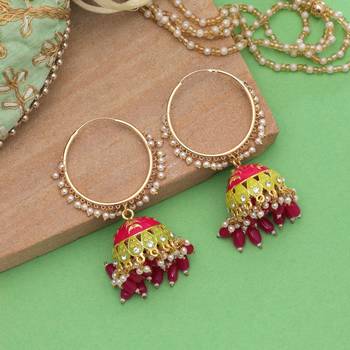 Rani color meenakari earrings royal style 2