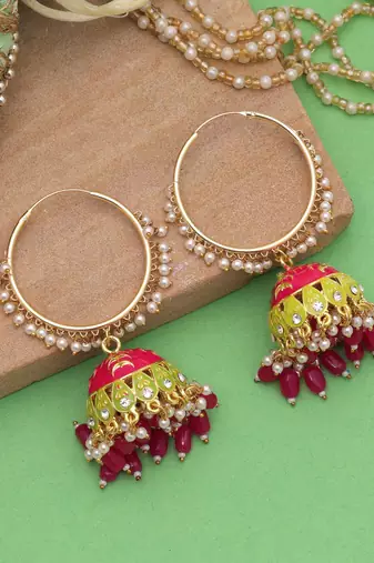 Rani color meenakari earrings royal style