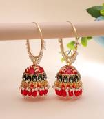 Red color meenakari earrings traditional design