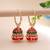 Red color meenakari earrings traditional design