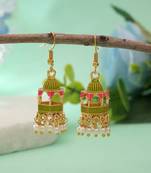 Parrot green color palki meenakari earrings royal look