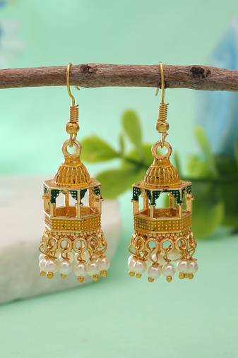 Yellow color palki meenakari earrings ethnic design