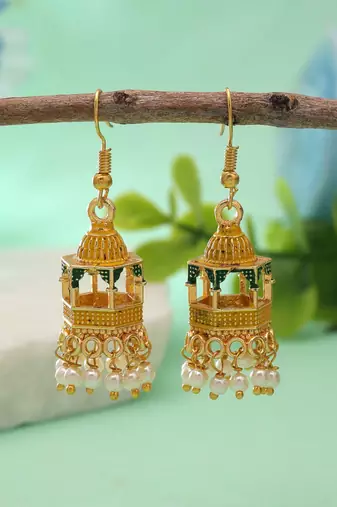 Yellow color palki meenakari earrings ethnic design