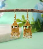 Yellow color palki meenakari earrings ethnic design