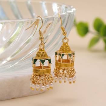 Yellow color palki meenakari earrings ethnic design 2