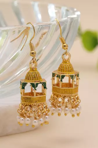 Yellow color palki meenakari earrings ethnic design