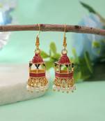Rani color palki meenakari earrings festive style