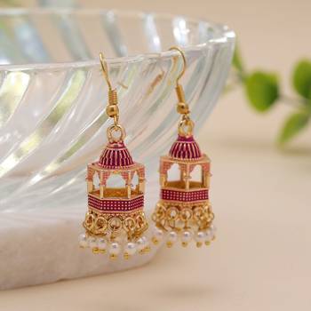 Rani color palki meenakari earrings festive style 2