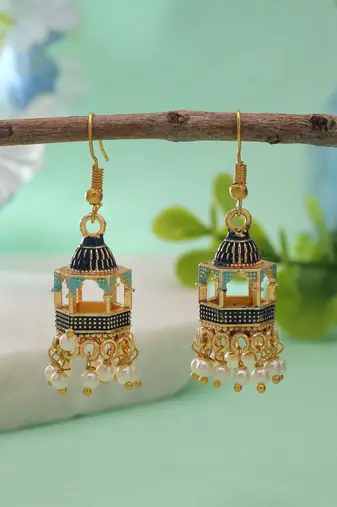 Blue color palki meenakari earrings designer look