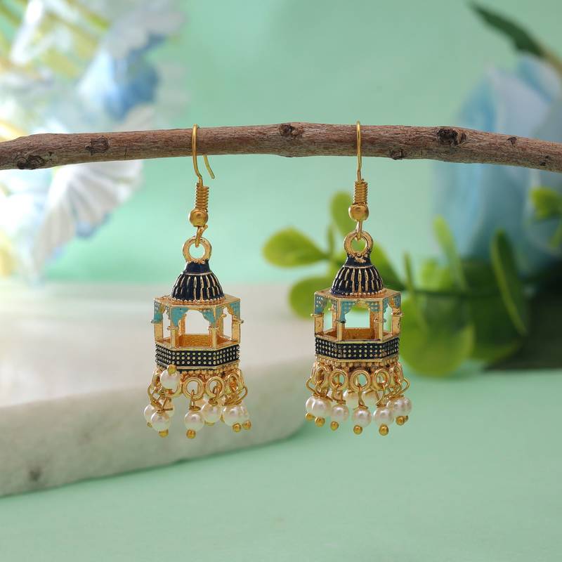 Blue color palki meenakari earrings designer look