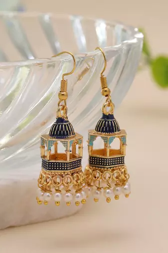 Blue color palki meenakari earrings designer look