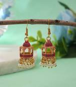 Red color palki meenakari earrings classic style