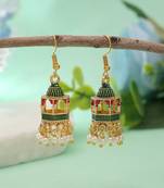 Green color palki meenakari earrings traditional design