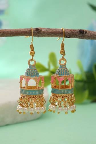 Firozi color palki meenakari earrings handmade style