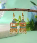 Firozi color palki meenakari earrings handmade style