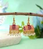 Magenta color palki mint meena earrings festive look