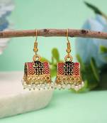 Black color palki mint meena earrings ethnic style