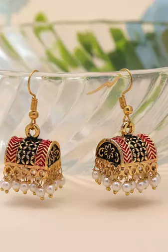 Black color palki mint meena earrings ethnic style