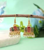 Maroon & green color palki mint meena earrings traditional