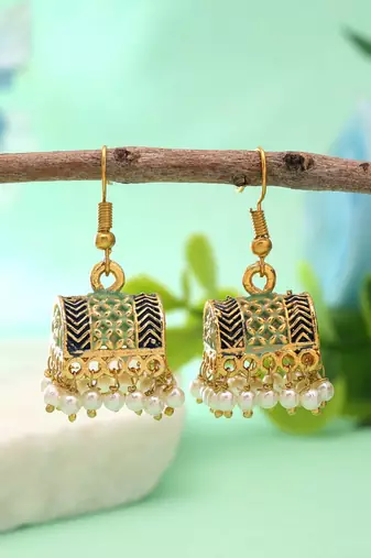 Light green color palki mint meena earrings elegant design