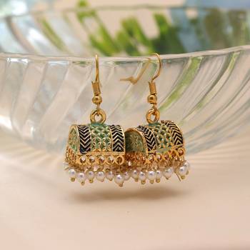 Light green color palki mint meena earrings elegant design 2