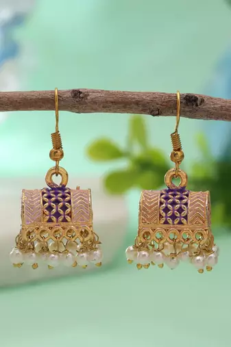 Purple color palki mint meena earrings designer style