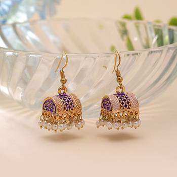 Purple color palki mint meena earrings designer style 2