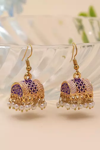 Purple color palki mint meena earrings designer style