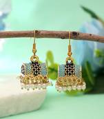 Blue color palki mint meena earrings classic design