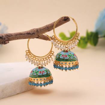 Sky blue color meenakari earrings handmade design 1