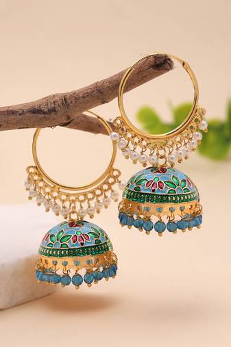 Sky blue color meenakari earrings handmade design