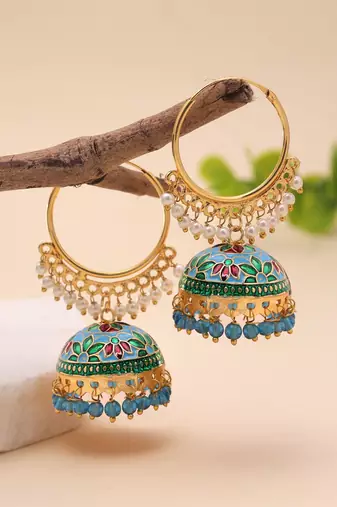 Sky blue color meenakari earrings handmade design