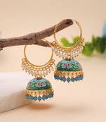 Sky blue color meenakari earrings handmade design