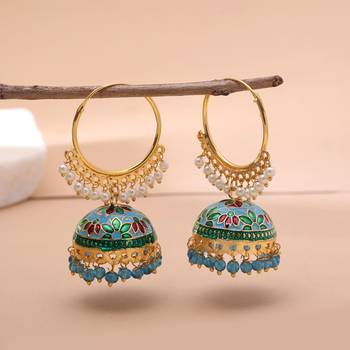 Sky blue color meenakari earrings handmade design 2