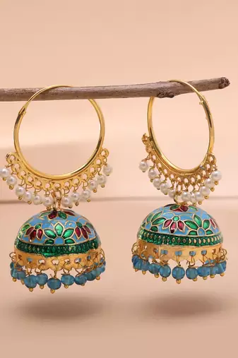 Sky blue color meenakari earrings handmade design