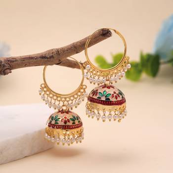 Multi color meenakari earrings ethnic style 1