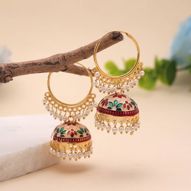 Multi color meenakari earrings ethnic style