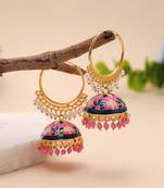 Pink color meenakari earrings festive design